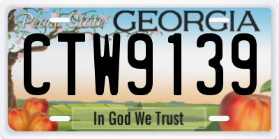 GA license plate CTW9139