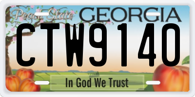 GA license plate CTW9140