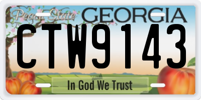 GA license plate CTW9143