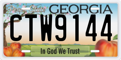 GA license plate CTW9144