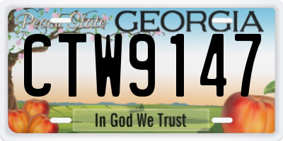 GA license plate CTW9147