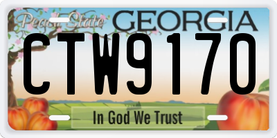 GA license plate CTW9170