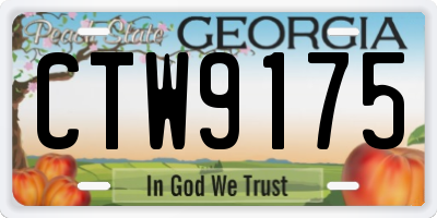 GA license plate CTW9175