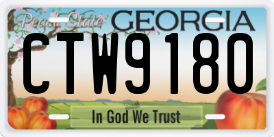 GA license plate CTW9180