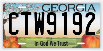 GA license plate CTW9192