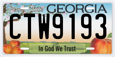 GA license plate CTW9193