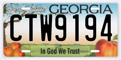 GA license plate CTW9194