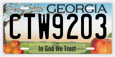 GA license plate CTW9203