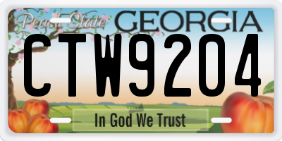 GA license plate CTW9204