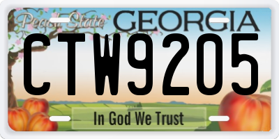 GA license plate CTW9205