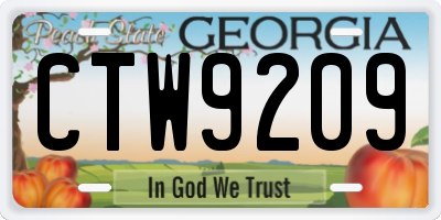 GA license plate CTW9209