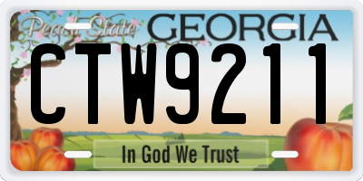 GA license plate CTW9211