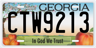 GA license plate CTW9213