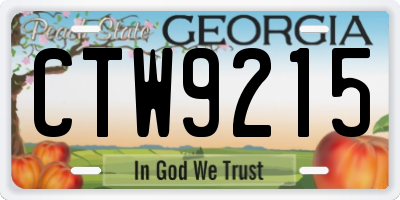 GA license plate CTW9215