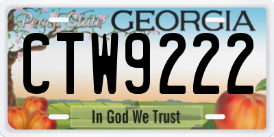 GA license plate CTW9222