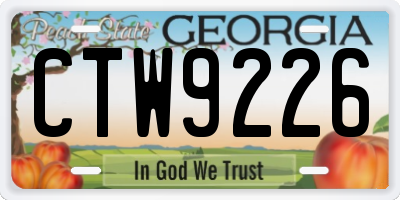 GA license plate CTW9226