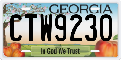 GA license plate CTW9230