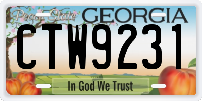 GA license plate CTW9231