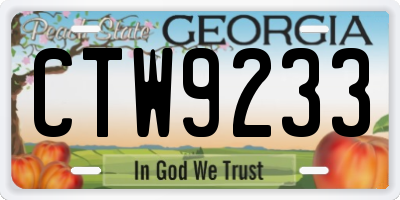 GA license plate CTW9233