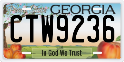 GA license plate CTW9236