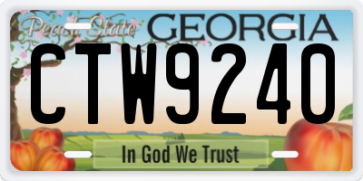 GA license plate CTW9240