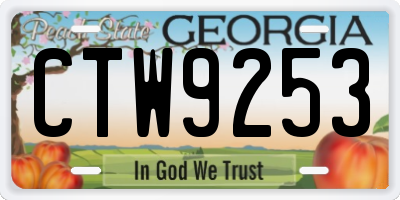 GA license plate CTW9253
