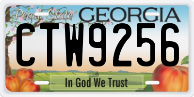GA license plate CTW9256
