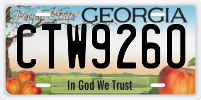 GA license plate CTW9260