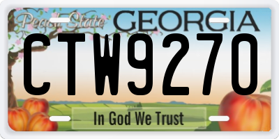 GA license plate CTW9270