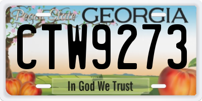 GA license plate CTW9273