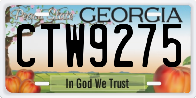GA license plate CTW9275