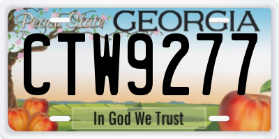 GA license plate CTW9277