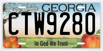 GA license plate CTW9280