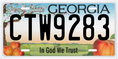 GA license plate CTW9283