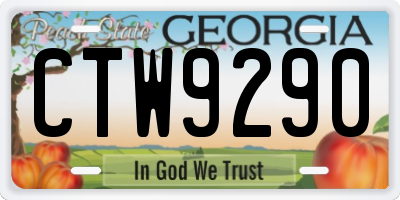 GA license plate CTW9290