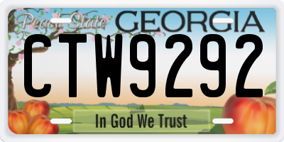 GA license plate CTW9292
