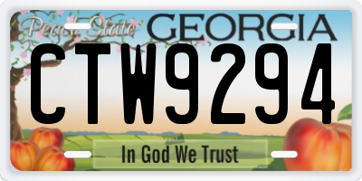 GA license plate CTW9294