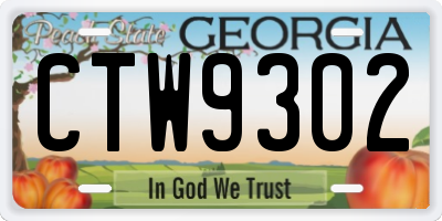 GA license plate CTW9302