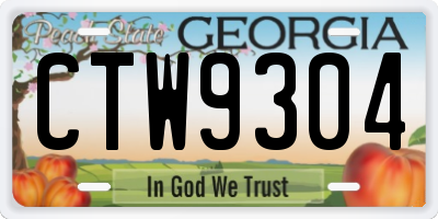 GA license plate CTW9304