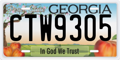 GA license plate CTW9305