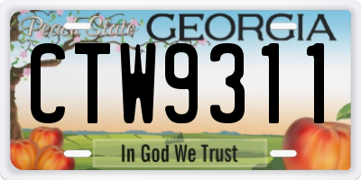 GA license plate CTW9311