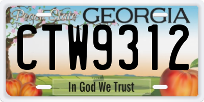 GA license plate CTW9312