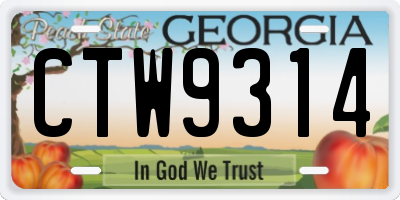 GA license plate CTW9314