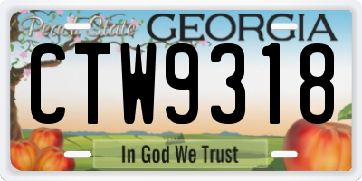 GA license plate CTW9318