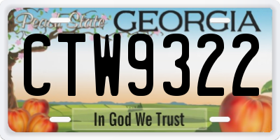GA license plate CTW9322