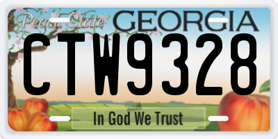 GA license plate CTW9328
