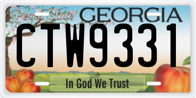 GA license plate CTW9331