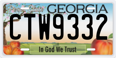 GA license plate CTW9332
