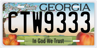 GA license plate CTW9333