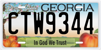 GA license plate CTW9344